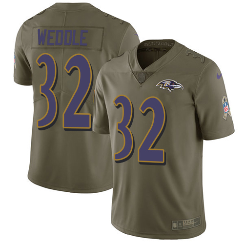 Nike Ravens #32 Eric Weddle Olive Men's Stitched NFL Limited Salute To Service Jersey - Click Image to Close